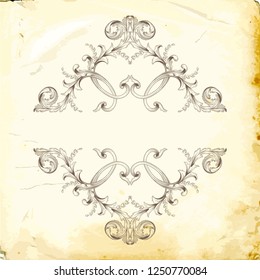 Retro baroque decorations element with flourishes calligraphic ornament. Vintage style design collection for Posters, Placards, Invitations, Banners, Badges and Logotypes.