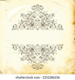 Retro baroque decorations element with flourishes calligraphic ornament. Vintage style design collection for Posters, Placards, Invitations, Banners, Badges and Logotypes.