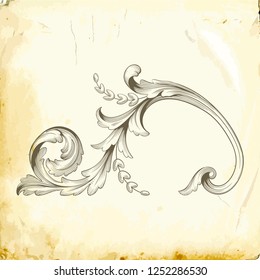 Retro baroque decorations element with flourishes calligraphic ornament. Vintage style design collection for Posters, Placards, Invitations, Banners, Badges and Logotypes.
