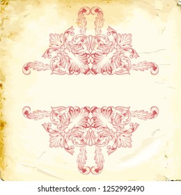 Retro baroque decorations element with flourishes calligraphic ornament. Vintage style design collection for Posters, Placards, Invitations, Banners, Badges and Logotypes.