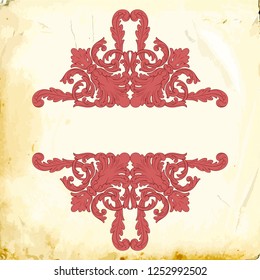 Retro baroque decorations element with flourishes calligraphic ornament. Vintage style design collection for Posters, Placards, Invitations, Banners, Badges and Logotypes.