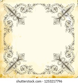 Retro baroque decorations element with flourishes calligraphic ornament. Vintage style design collection for Posters, Placards, Invitations, Banners, Badges and Logotypes.