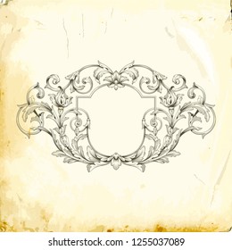 Retro baroque decorations element with flourishes calligraphic ornament. Vintage style design collection for Posters, Placards, Invitations, Banners, Badges and Logotypes.