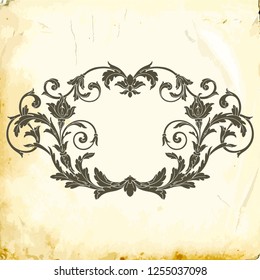 Retro baroque decorations element with flourishes calligraphic ornament. Vintage style design collection for Posters, Placards, Invitations, Banners, Badges and Logotypes.