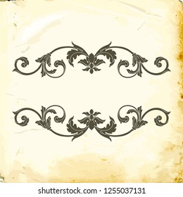 Retro baroque decorations element with flourishes calligraphic ornament. Vintage style design collection for Posters, Placards, Invitations, Banners, Badges and Logotypes.