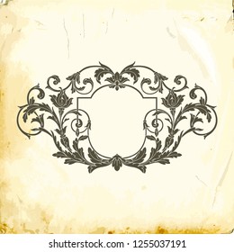 Retro baroque decorations element with flourishes calligraphic ornament. Vintage style design collection for Posters, Placards, Invitations, Banners, Badges and Logotypes.