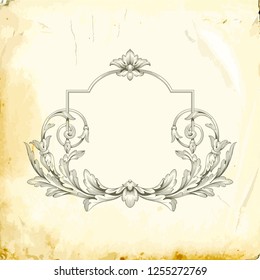Retro baroque decorations element with flourishes calligraphic ornament. Vintage style design collection for Posters, Placards, Invitations, Banners, Badges and Logotypes.