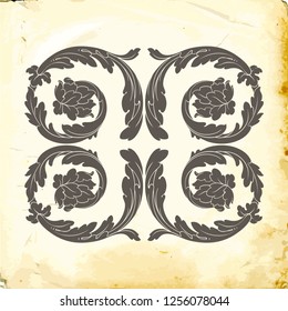 Retro baroque decorations element with flourishes calligraphic ornament. Vintage style design collection for Posters, Placards, Invitations, Banners, Badges and Logotypes.