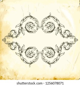 Retro baroque decorations element with flourishes calligraphic ornament. Vintage style design collection for Posters, Placards, Invitations, Banners, Badges and Logotypes.