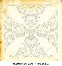 Retro baroque decorations element with flourishes calligraphic ornament. Vintage style design collection for Posters, Placards, Invitations, Banners, Badges and Logotypes.