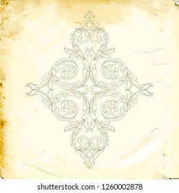 Retro baroque decorations element with flourishes calligraphic ornament. Vintage style design collection for Posters, Placards, Invitations, Banners, Badges and Logotypes.