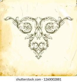Retro baroque decorations element with flourishes calligraphic ornament. Vintage style design collection for Posters, Placards, Invitations, Banners, Badges and Logotypes.