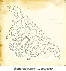 Retro baroque decorations element with flourishes calligraphic ornament. Vintage style design collection for Posters, Placards, Invitations, Banners, Badges and Logotypes.
