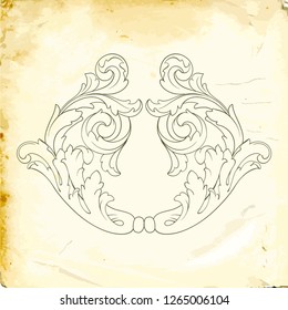 Retro baroque decorations element with flourishes calligraphic ornament. Vintage style design collection for Posters, Placards, Invitations, Banners, Badges and Logotypes.