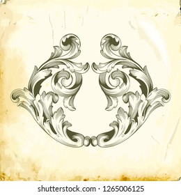 Retro baroque decorations element with flourishes calligraphic ornament. Vintage style design collection for Posters, Placards, Invitations, Banners, Badges and Logotypes.