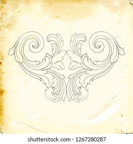 Retro baroque decorations element with flourishes calligraphic ornament. Vintage style design collection for Posters, Placards, Invitations, Banners, Badges and Logotypes