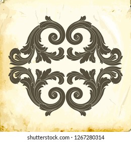 Retro baroque decorations element with flourishes calligraphic ornament. Vintage style design collection for Posters, Placards, Invitations, Banners, Badges and Logotypes