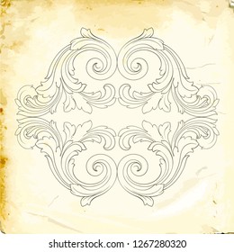 Retro baroque decorations element with flourishes calligraphic ornament. Vintage style design collection for Posters, Placards, Invitations, Banners, Badges and Logotypes