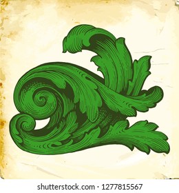Retro baroque decorations element with flourishes calligraphic ornament. Vintage style design collection for Posters, Placards, Invitations, Banners, Badges and Logotypes