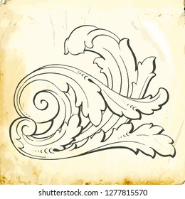 Retro baroque decorations element with flourishes calligraphic ornament. Vintage style design collection for Posters, Placards, Invitations, Banners, Badges and Logotypes