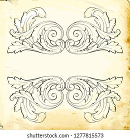 Retro baroque decorations element with flourishes calligraphic ornament. Vintage style design collection for Posters, Placards, Invitations, Banners, Badges and Logotypes
