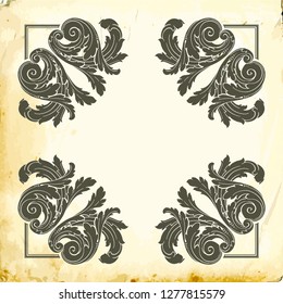 Retro baroque decorations element with flourishes calligraphic ornament. Vintage style design collection for Posters, Placards, Invitations, Banners, Badges and Logotypes