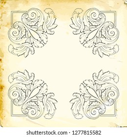 Retro baroque decorations element with flourishes calligraphic ornament. Vintage style design collection for Posters, Placards, Invitations, Banners, Badges and Logotypes