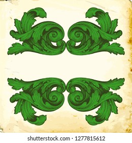 Retro baroque decorations element with flourishes calligraphic ornament. Vintage style design collection for Posters, Placards, Invitations, Banners, Badges and Logotypes