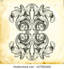 Retro baroque decorations element with flourishes calligraphic ornament. Vintage style design collection for Posters, Placards, Invitations, Banners, Badges and Logotypes