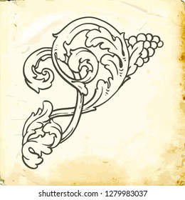 Retro baroque decorations element with flourishes calligraphic ornament. Vintage style design collection for Posters, Placards, Invitations, Banners, Badges and Logotypes.