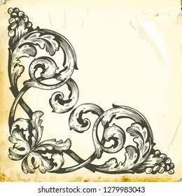 Retro baroque decorations element with flourishes calligraphic ornament. Vintage style design collection for Posters, Placards, Invitations, Banners, Badges and Logotypes.