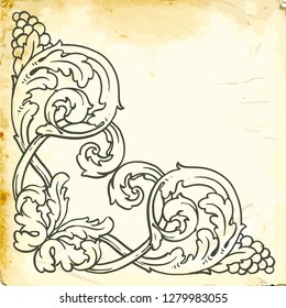Retro baroque decorations element with flourishes calligraphic ornament. Vintage style design collection for Posters, Placards, Invitations, Banners, Badges and Logotypes.