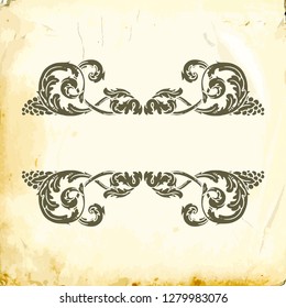 Retro baroque decorations element with flourishes calligraphic ornament. Vintage style design collection for Posters, Placards, Invitations, Banners, Badges and Logotypes.