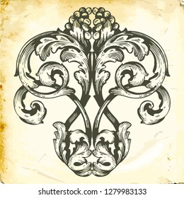 Retro baroque decorations element with flourishes calligraphic ornament. Vintage style design collection for Posters, Placards, Invitations, Banners, Badges and Logotypes.
