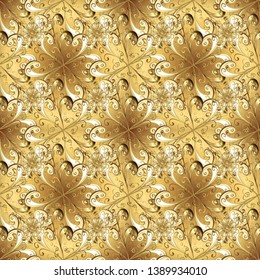 Retro baroque decorations element with flourishes ornament. Vintage style design collection for Posters, Banners, Badges and Logotypes. Illustration in brown, beige and yellow colors. Vector. Seamless