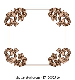 Retro baroque decorations element with flourishes calligraphic ornament. Vintage style design collection for Posters, Placards, Invitations, Banners, Badges and Logotypes.
