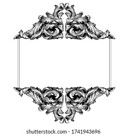 Retro baroque decorations element with flourishes calligraphic ornament. Vintage style design collection for Posters, Placards, Invitations, Banners, Badges and Logotypes.