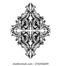 Retro baroque decorations element with flourishes calligraphic ornament. Vintage style design collection for Posters, Placards, Invitations, Banners, Badges and Logotypes.