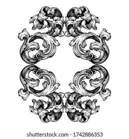 Retro baroque decorations element with flourishes calligraphic ornament. Vintage style design collection for Posters, Placards, Invitations, Banners, Badges and Logotypes.