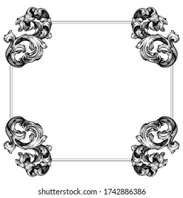 Retro baroque decorations element with flourishes calligraphic ornament. Vintage style design collection for Posters, Placards, Invitations, Banners, Badges and Logotypes.