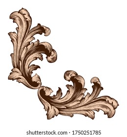 Retro baroque decorations element with flourishes calligraphic ornament. Vintage style design collection for Posters, Placards, Invitations, Banners, Badges and Logotypes.
