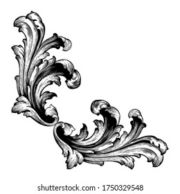 Retro baroque decorations element with flourishes calligraphic ornament. Vintage style design collection for Posters, Placards, Invitations, Banners, Badges and Logotypes.