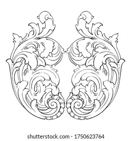 Retro baroque decorations element with flourishes calligraphic ornament. Vintage style design collection for Posters, Placards, Invitations, Banners, Badges and Logotypes.