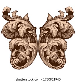 Retro baroque decorations element with flourishes calligraphic ornament. Vintage style design collection for Posters, Placards, Invitations, Banners, Badges and Logotypes.