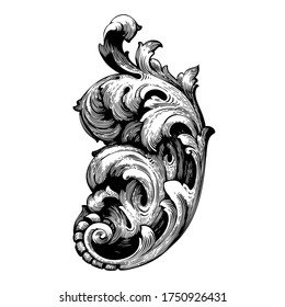 Retro baroque decorations element with flourishes calligraphic ornament. Vintage style design collection for Posters, Placards, Invitations, Banners, Badges and Logotypes.