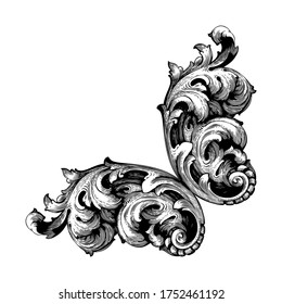 Retro barocke Dekorationselemente mit florierenden kalligrafischen Ornamenten. Vintage Design Kollektion für Poster, Plakate, Einladungen, Banner, Abzeichen und Logotypen.