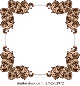 Retro baroque decorations element with flourishes calligraphic ornament. Vintage style design collection for Posters, Placards, Invitations, Banners, Badges and Logotypes.