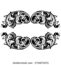 Retro barocke Dekorationselemente mit florierenden kalligrafischen Ornamenten. Vintage Design Kollektion für Poster, Plakate, Einladungen, Banner, Abzeichen und Logotypen.
