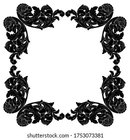 Retro baroque decorations element with flourishes calligraphic ornament. Vintage style design collection for Posters, Placards, Invitations, Banners, Badges and Logotypes.