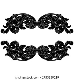 Retro baroque decorations element with flourishes calligraphic ornament. Vintage style design collection for Posters, Placards, Invitations, Banners, Badges and Logotypes.